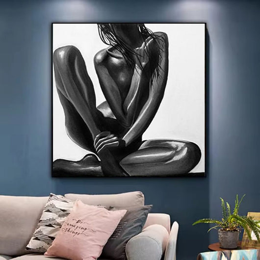 Cuadro Abstracto Mujer Africana Moderna - Lienzo Óleo Decorativo para Hogar