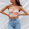 Blusa Estampada con Tirantes Cruzados y Detalle de Pecho