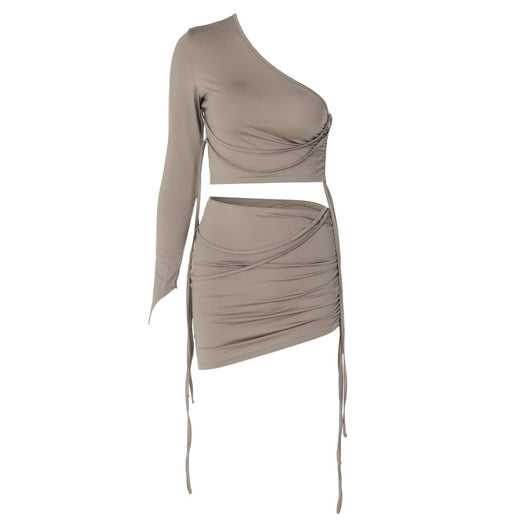 Conjunto Crop Top Asimétrico con Falda Fruncida Lateral - Image 6