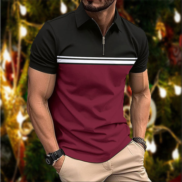 Polo Slim Fit para Hombre con Cuello Puntiagudo y Rayas en el Pecho