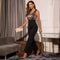 Jumpsuit Elegante con Escote en V y Detalles de Lentejuelas