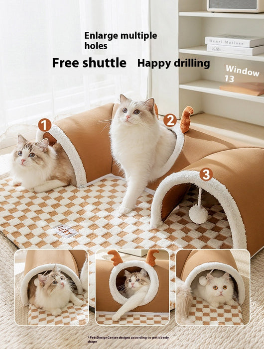 Túnel Escondite y Cama 2 en 1 para Gatos - Image 15