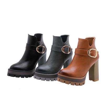 Botas Cortas Impermeables con Plataforma y Tacón Alto para Mujer - Image 8