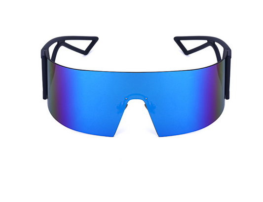 White one-piece cycling sunglasses with mirrored silver lenses and a sporty, futuristic design. - Image 2