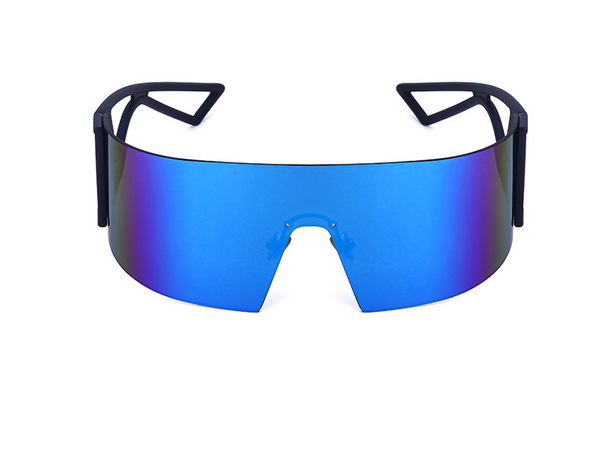White one-piece cycling sunglasses with mirrored silver lenses and a sporty, futuristic design. - Image 2