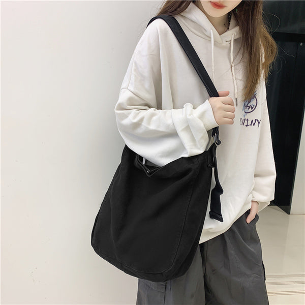 Bolsa de Lona Grande con Capacidad Amplia - Diseño Minimalista de Colores Sólidos