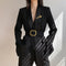 Blazer Retro Cintura Ajustada Estilo Hepburn Negro Francés