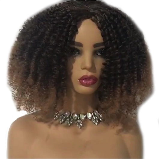 Peluca Rizada Corta Sintética Negro Marrón Cabello Afro Rizos Pequeños - Image 5