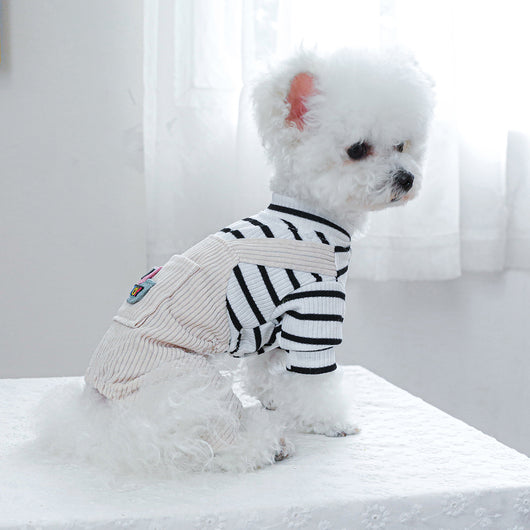 Mono Overol a Rayas para Mascotas - Diseño Clásico Blanco y Negro con Bolsillo - Image 18