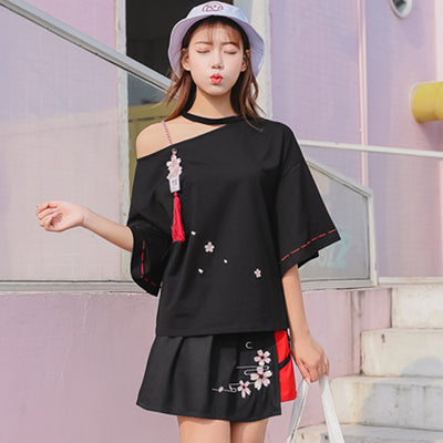Blusa Escotada al Hombro con Manga Corta