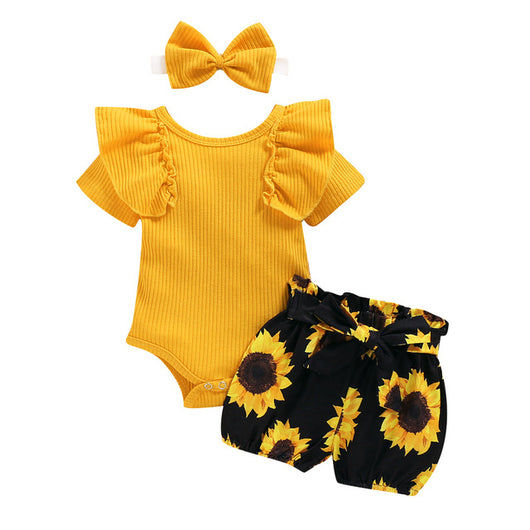 Conjunto de Verano para Recién Nacido con Manga Corta y Diadema