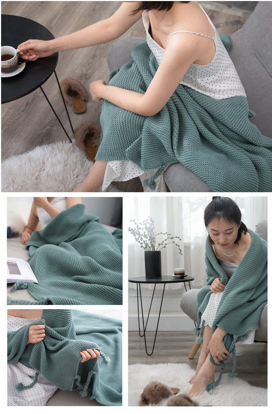 Manta de Lana Tejida para Sofás de Oficina - Image 12