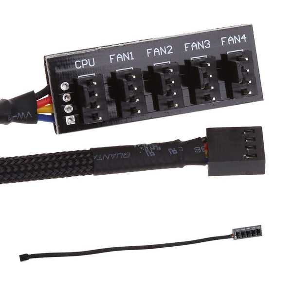 Cable Divisor Splitter PWM de 1 a 5 para Ventiladores de PC (4 Pines, Mallado)