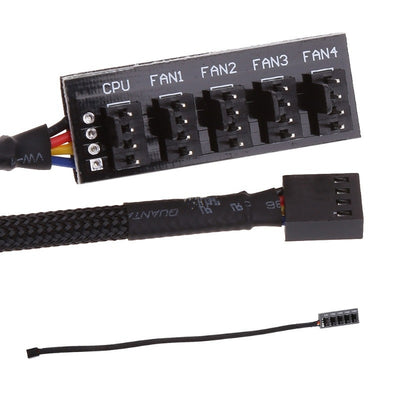 Cable Divisor Splitter PWM de 1 a 5 para Ventiladores de PC (4 Pines, Mallado)