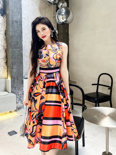 Vestido Estilo Francés con Estampa Elegante y Cintura Ajustada - Image 5