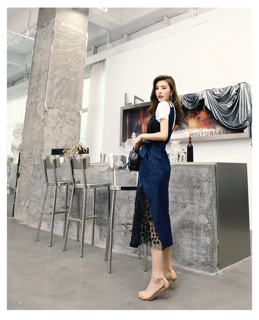 Vestido Denim Estilo Occidental con Tirantes - Conjunto Dos Piezas para Verano - Image 3