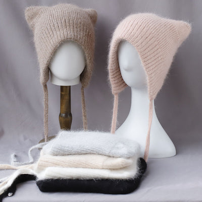 Gorro Tejido Cálido con Orejas de Gato - Pelaje de Conejo Suave - Image 19