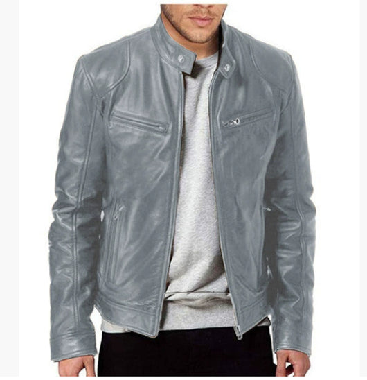 Chaqueta de Cuero PU Slim con Cuello Elevado - Image 8
