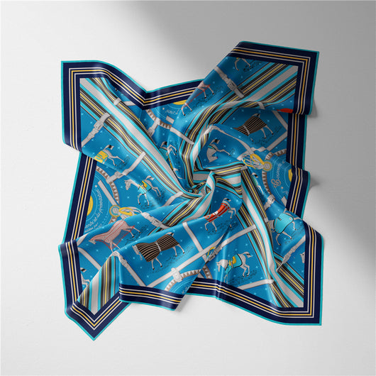 Pañuelo de Seda Cuadrado 53cm Estampado Cuadros - Accesorio Versátil para Mujer - Image 8