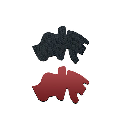 Pair of gamepad silicone stickers, one black with textured grip and one solid red, for enhanced controller grip. - Image 4