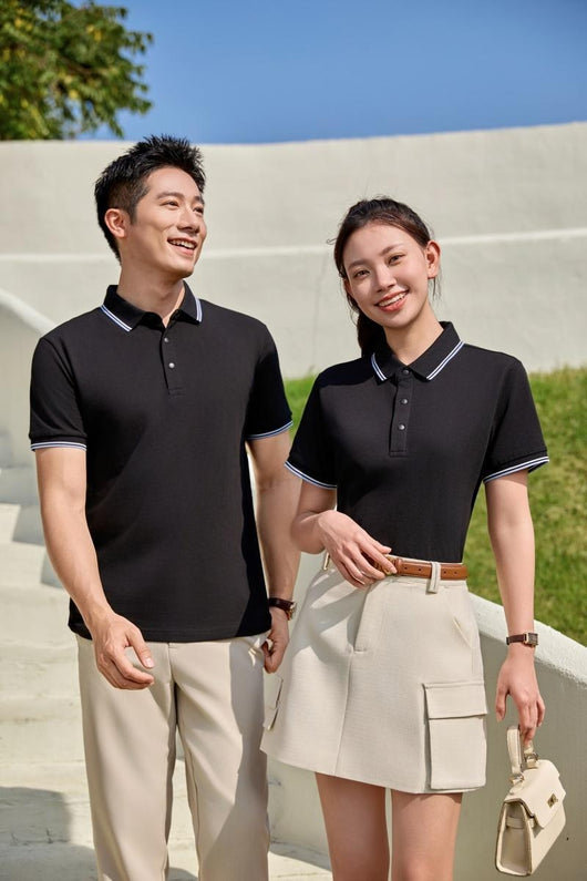 Polo de Algodón Puro Business Casual con Solapa - Manga Corta - Image 26