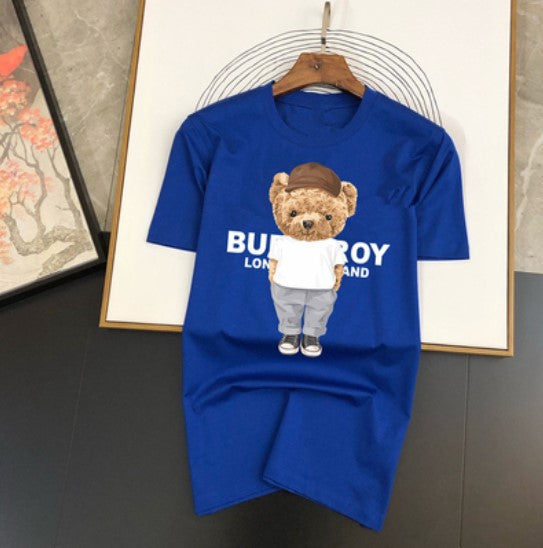 Playera de Algodón Mercerizado para Hombre - Diseño Oso Estampado Manga Corta