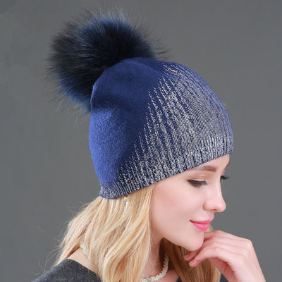 Gorro Tejido de Lana Cálido para Mujer - Dorado y Plateado - Image 17