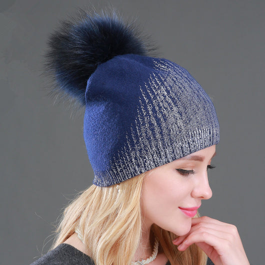 Gorro Tejido de Lana Cálido para Mujer - Dorado y Plateado - Image 17