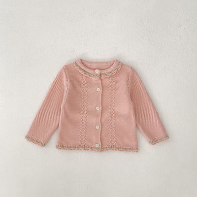 Conjunto de Dos Piezas para Bebé Niña - Cardigan Bicolor con Falda Pantalón Suspensores - Image 6