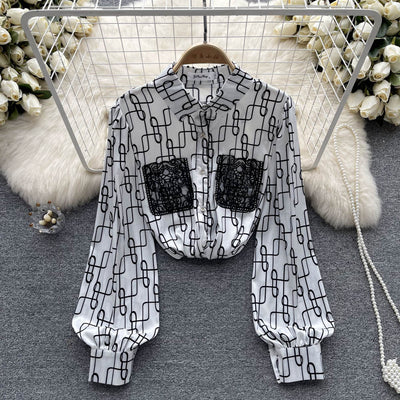 Blusa Larga de Chifón Estampada para Mujer - Transición Perfecta al Otoño - Image 11