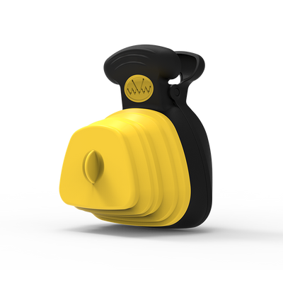 Blue and black foldable pet poop bag dispenser with an integrated scoop, ideal for travel and outdoor use. - Image 3