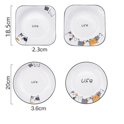 Plato Hondo de Cerámica con Diseño de Gato para Verduras - Image 31