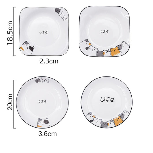 Plato Hondo de Cerámica con Diseño de Gato para Verduras - Image 31