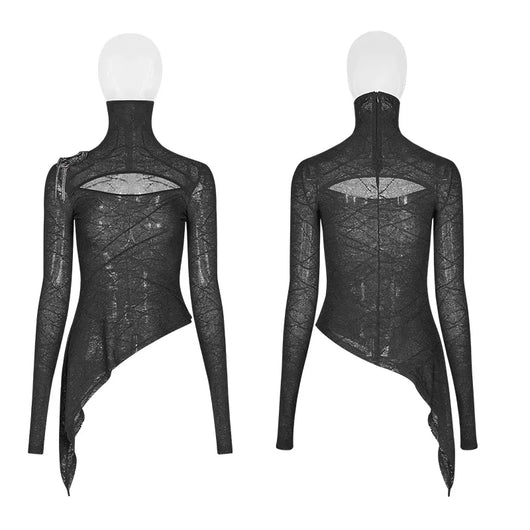 Playera Gótica de Encaje Ajustada de Manga Larga para Mujer - Image 12