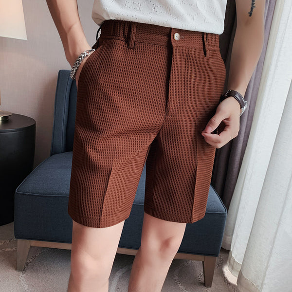Shorts Casuales para Hombre Tela Waffle Corte Slim
