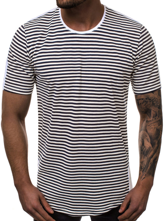 Playera de Cuello Redondo con Degradado a Rayas - Image 6
