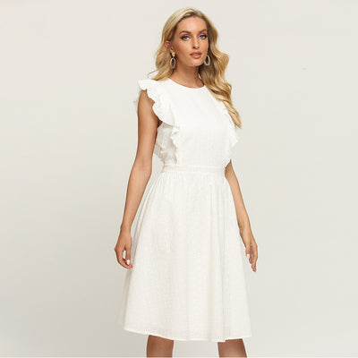 Vestido Liso Sin Mangas con Volantes - Image 2
