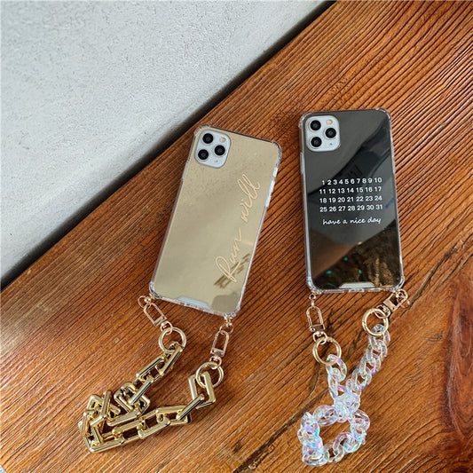 Funda Espejo para iPhone 11, 12 y XS - Diseño Artístico con Letras y Efecto Espejo