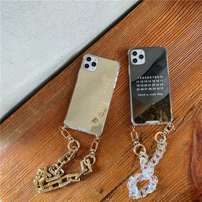 Funda Espejo para iPhone 11, 12 y XS - Diseño Artístico con Letras y Efecto Espejo