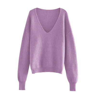 Suéter Tejido V-Neck Estilo Relajado para Mujer - Image 5