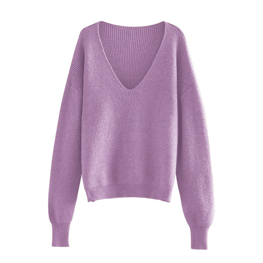 Suéter Tejido V-Neck Estilo Relajado para Mujer - Image 5