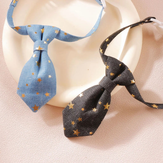 Collar Diseñador para Perros Pequeños y Medianos con Corbata Estrella Dorada Ajustable - Image 4