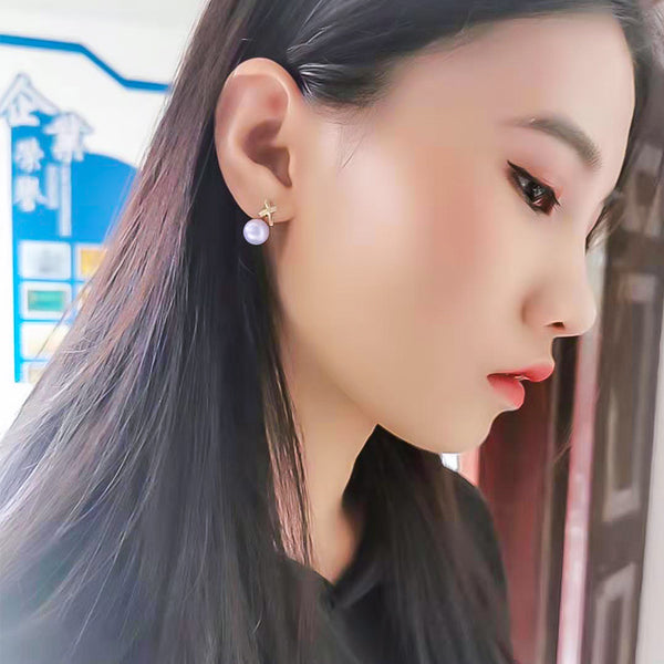 Aretes de Oro 18K con Circonita y Perla Marina