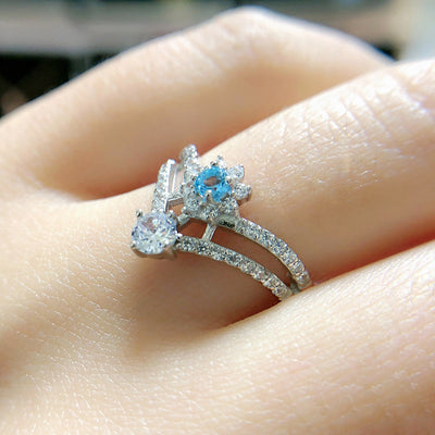 Anillo Corona de Plata Esterlina con Topacio Azul Natural - Image 11