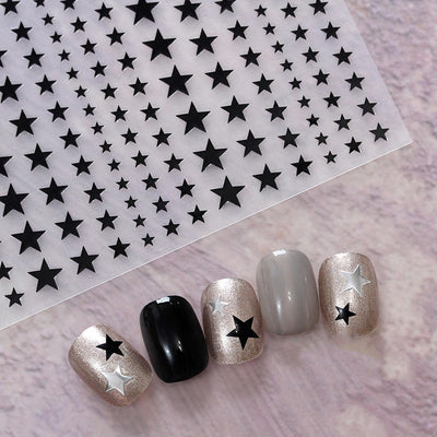 Stickers de Uñas Mariposa Rosa con Relieve Blanco y Negro - Image 9