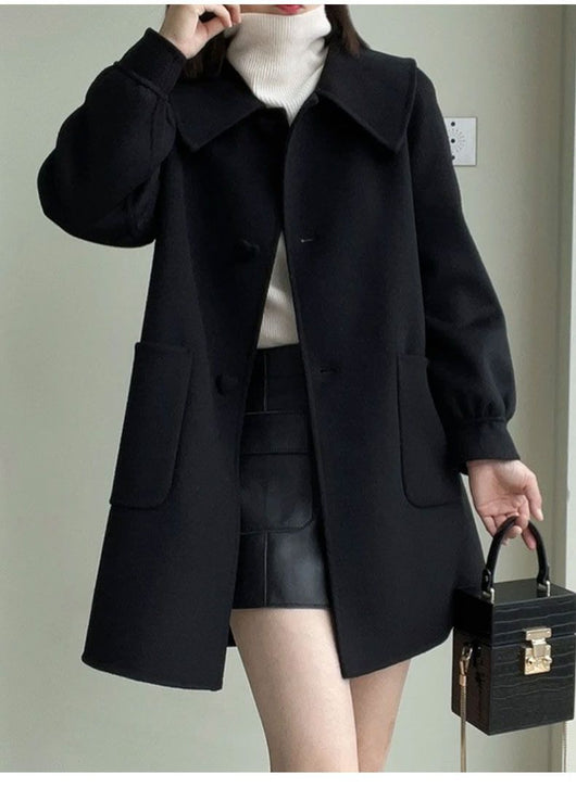 Abrigo de Lana Casual Elegante con Cuello Muñeca para Mujer - Image 12
