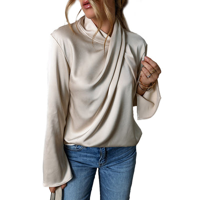 Blusa de Satén y Gasa en Colores Sólidos - Image 8