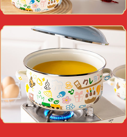 Tazón para Fideos Instantáneos con Tapa y Asas Dobles, Esmaltado Resistente al Calor - Image 14
