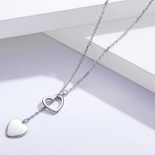Collar Doble Corazón en Plata Esterlina - Image 10