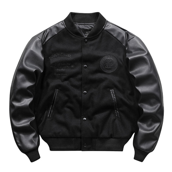 Chaqueta Bomber Retro Americana con Bordados y Costuras Artesanales